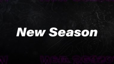 Beyaz ve yeşil renkli yeni sezonun animasyonları, siyah arka planda hareket ediyor. moda ve perakende ticaret reklam iletişimi konsepti, dijital olarak üretilen video.