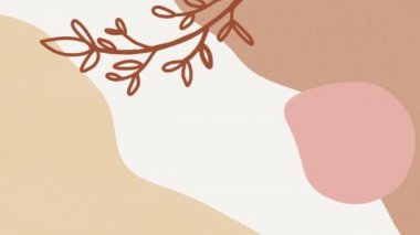 Koyu pembe, kahverengi ve bej bitkilerin ve soluk arkaplanda doğanın hareketli animasyonları. Doğa, hareket ve değişim konsepti, dijital olarak oluşturulmuş video.