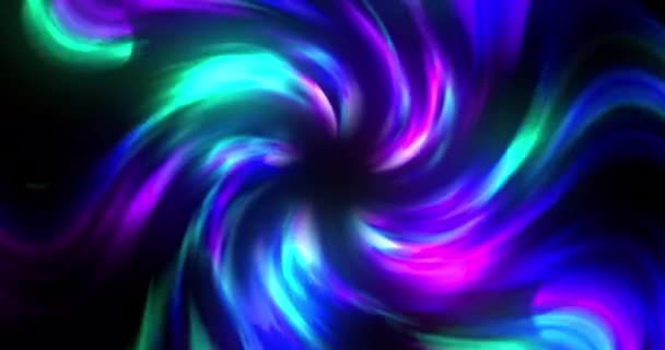 Animation Glowing Blue Pink Spiral Light Rotating Black Background Energy — Stock Video