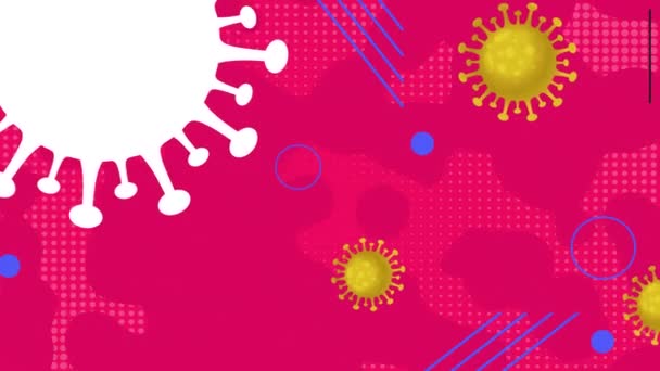 Анимация Желтого Белого Ковида Клеток Пульсирующем Красном Фоне Coronavirus Covid19 — стоковое видео