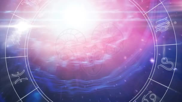 Animation Roue Signe Étoile Filante Avec Signe Aries Étoiles Horoscope — Video