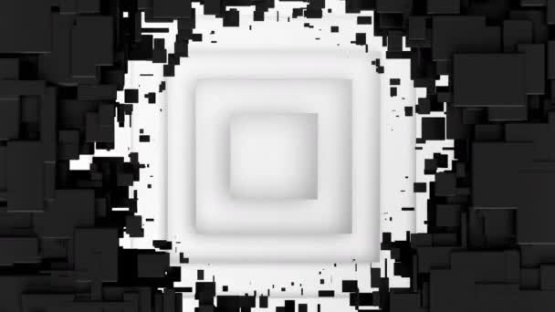 Animation Grey Blocks Revealing Pulsating White Squares Global Science Ideas — Stock Video