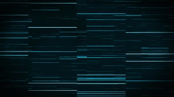 薄い脈動輝く青い線のアニメーションはゆっくりと黒の背景にスクロールします 自然運動エネルギーの概念デジタルで生成されたビデオ — ストック動画