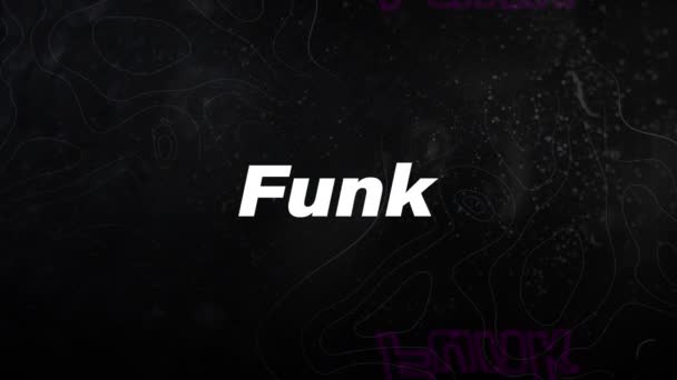 动画的单词Funk在白色的 绿色的轮廓 移动在黑色的背景 正面的感觉 音乐和有趣的信息概念 数字生成的视频 — 图库视频影像