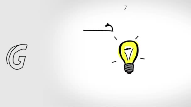 Animation Light Bulb Cloud Moving Goal Text White Background Global — Stock Video