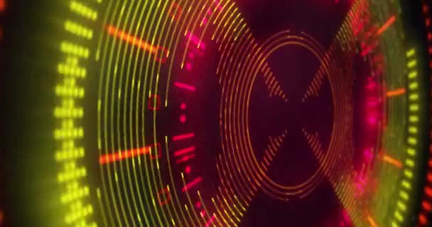 Animation Lumière Circulaire Rouge Jaune Clignotant Tournant Sur Fond Noir — Video