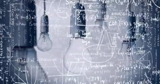 Animazione Lampadine Elaborazione Scientifica Dei Dati Della Formula Scienza Globale — Video Stock