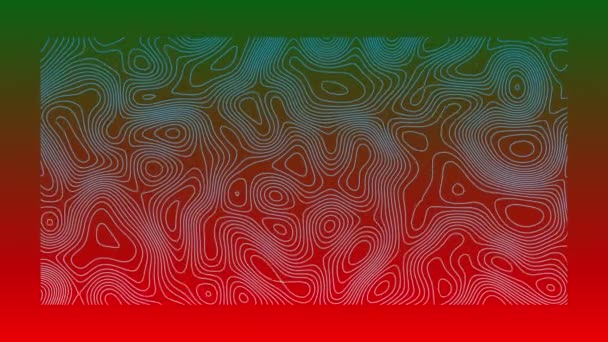 在红色和绿色背景上有机移动的蓝色地形线的动画 运动和变化概念 数字视频 — 图库视频影像
