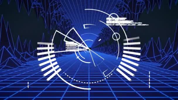 Animatie Van Scanning Gegevensverwerking Blauwe Tunnel Wereldwijde Verbindingen Digitale Interface — Stockvideo