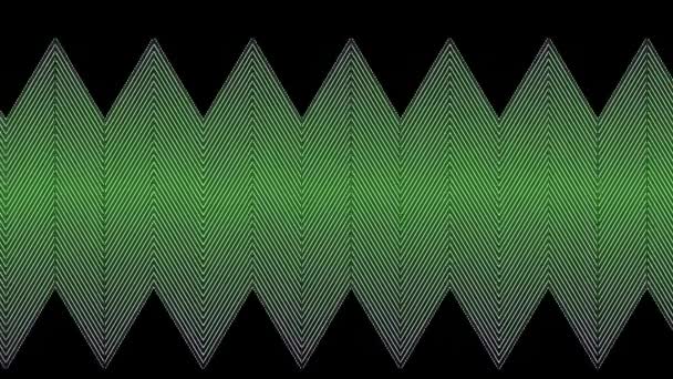 Animation Thin Green Parallel Zigzag Lines Slowly Scrolling Black Background — Stock Video