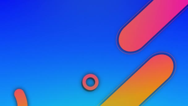 Animation Pink Orange Red Capsule Circle Shapes Moving Blue Colour — Stock Video