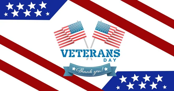 Composición Del Texto Del Día Los Veteranos Sobre Bandera Americana — Foto de Stock