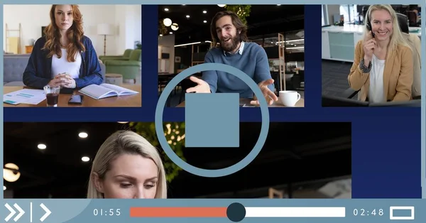 Composition Groupe Gens Affaires Ayant Appel Vidéo Sur Écran Interface — Photo