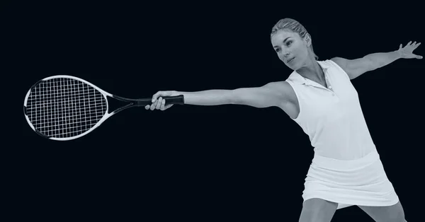 Composizione Tennista Donna Sfondo Nero Campionati Sport Concetto Competizione Immagine — Foto Stock