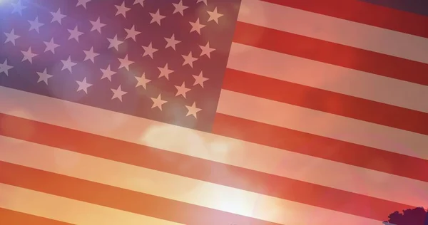 Composition Sky Clouds Sunshine American Flag Patriotism Celebration Concept Digitally — Stock Photo, Image