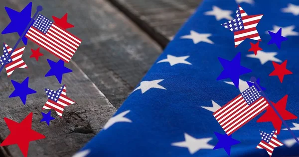 Σύνθεση Της Αμερικανικής Σημαίας Ξύλινο Τραπέζι Πάνω Από Την Αμερικανική — Φωτογραφία Αρχείου