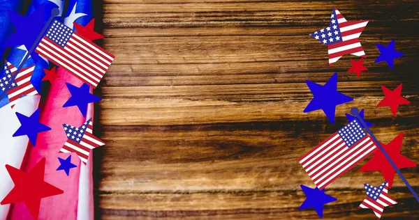 Összetétele Amerikai Zászló Asztalon Fölött Amerikai Zászló Dekoráció Patriotizmus Ünneplés — Stock Fotó