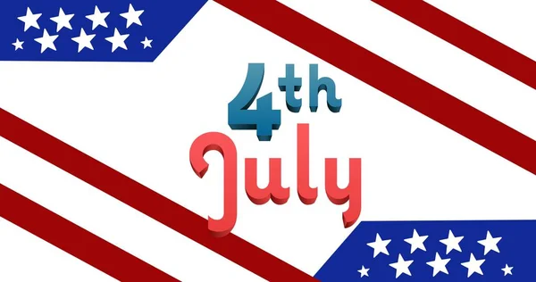 アメリカの国旗に関する独立記念日のテキストの構成 愛国心とお祝いのコンセプトをデジタルで — ストック写真