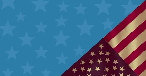 Amerikan Bayrağı Mavi Arka Plandaki Yıldızların Kompozisyonu Vatanseverlik Kutlama Konsepti — Stok fotoğraf
