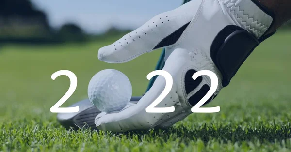 Összetétele 2022 Szám Golflabda Elhelyezett Golfpálya Sportnaptár Versenykoncepció Digitálisan Generált — Stock Fotó