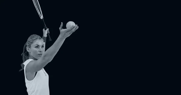 黒を基調とした女子テニス選手の構成 選手権 スポーツ 競争の概念デジタルで生成されたイメージ — ストック写真