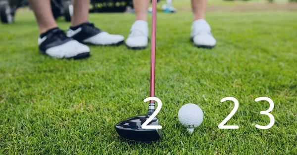 Összetétele 2023 Szám Golflabda Golf Klub Golfpályán Sportnaptár Versenykoncepció Digitálisan — Stock Fotó