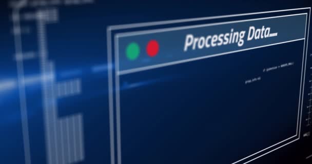 数字动画的数字接口与数据处理的蓝色背景 计算机接口和技术概念 — 图库视频影像