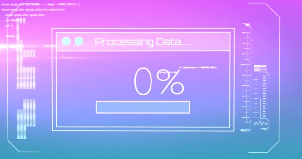 Animação Digital Interface Digital Com Processamento Dados Contra Gradiente Fundo — Vídeo de Stock