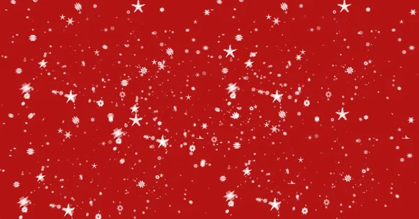 Zusammensetzung Mehrerer Weißer Sterne Auf Rotem Hintergrund Amerikanisches Fahnenmuster Und — Stockfoto