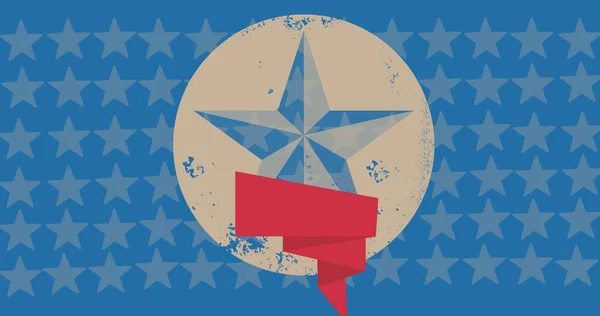 Star Design Tool Rode Banner Met Kopieerruimte Tegen Meerdere Sterren — Stockfoto
