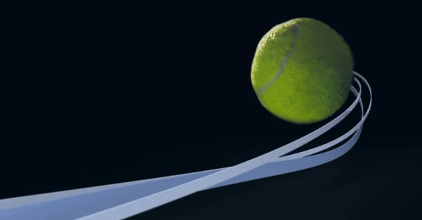 Zusammensetzung Des Tennisballs Auf Schwarzem Hintergrund Mit Spuren Sport Und — Stockfoto