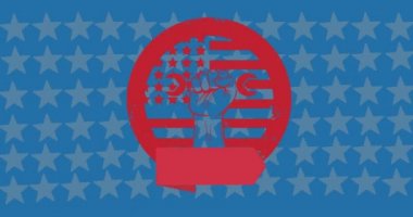 Amerikan bayrak yıldızları üzerinde İşçi Bayramı sembolü. Vatanseverlik ve kutlama konsepti dijital olarak oluşturulmuş video.