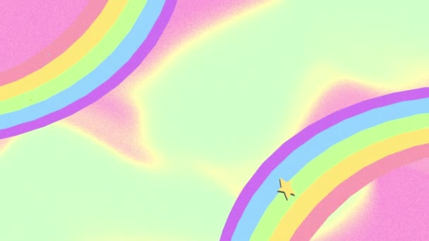 Digitale Animation Von Flower Power Text Über Regenbogen Und Blumen — Stockvideo