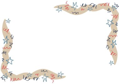 Amerikan bayrak yıldızlı çerçeve ve beyaz arkaplanda kopyalama alanı olan renkler. parti, kutlama, renk ve yazma alanı konsepti dijital olarak oluşturulmuş görüntü.