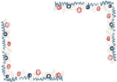 Amerikan bayraklı çerçeve yapısı ve beyaz arkaplanda kopya alanı olan renkler. parti, kutlama, renk ve yazma alanı konsepti dijital olarak oluşturulmuş görüntü.