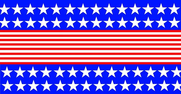 由多行美国白旗星在蓝色背景上的红色条纹组成 爱国主义和模式化概念数字生成的图像 — 图库照片