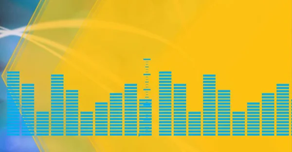 Composição Equalizador Música Gráfica Verde Sobre Fundo Amarelo Conceito Global — Fotografia de Stock