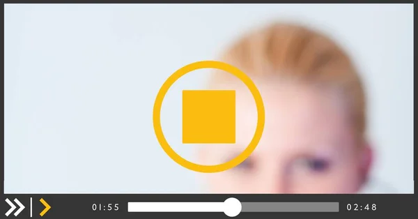 Skład Kobiety Lekarza Ekranie Interfejsu Odtwarzania Wideo Koncepcja Technologii Komunikacyjnych — Zdjęcie stockowe