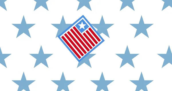 Digitálně Vygenerovaný Obraz Designu Americké Vlajky Proti Více Modrým Hvězdám — Stock fotografie