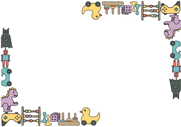 Composición Del Marco Con Juguetes Para Niños Espacio Para Copiar — Foto de Stock