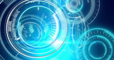 Dürbün taraması ve dijital ekranda veri işleme animasyonları. küresel teknoloji ve dijital arayüz kavramı dijital olarak oluşturulmuş video.