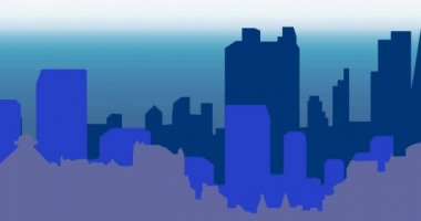 Mavi arka planda hareket eden şehir siluetinin animasyonu. Vatanseverlik ve kutlama konsepti dijital olarak oluşturulmuş imaj.