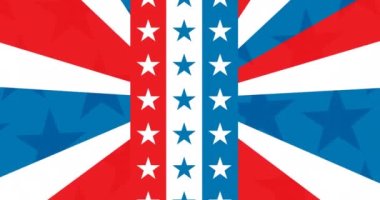 Amerikan bayrağının üzerinde kopya alanı olan mavi pankartın animasyonu. Vatanseverlik ve bağımsızlık günü konsepti dijital olarak oluşturulmuş video.