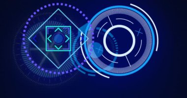 Dürbün taraması ve dijital ekranda veri işleme animasyonları. küresel teknoloji ve dijital arayüz kavramı dijital olarak oluşturulmuş video.