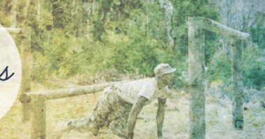 Gaziler günü animasyonu Amerikan askerinin üzerine yazılmış bir metin. Vatanseverlik ve kutlama konsepti dijital olarak oluşturulmuş imaj.