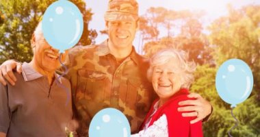 Gaziler Günü animasyonu, ebeveynleri olan Amerikan askerleri üzerine yazılmış bir metin. Vatanseverlik ve kutlama konsepti dijital olarak oluşturulmuş imaj.