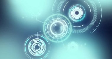 Dürbün taraması ve dijital ekranda veri işleme animasyonları. küresel teknoloji ve dijital arayüz kavramı dijital olarak oluşturulmuş video.