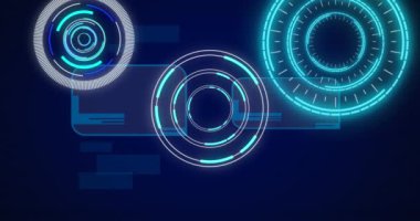 Dürbün taraması ve dijital ekranda veri işleme animasyonları. küresel teknoloji ve dijital arayüz kavramı dijital olarak oluşturulmuş video.