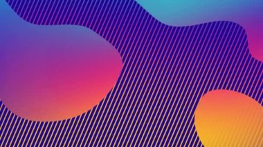 Organik olarak hareket eden turuncu ve mavi şekillerin koyu mor ve turuncu çizgiler üzerinde canlandırılması. enerji, renk ve hareket konsepti, dijital olarak oluşturulmuş video.