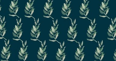 Animation of multiple green leaves moving over dark green background. pattern, colour and movement concept digitally generated video.